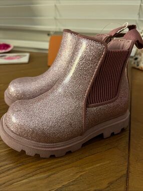 Native Kids Glitter Chelsea Boots - Rose Pink